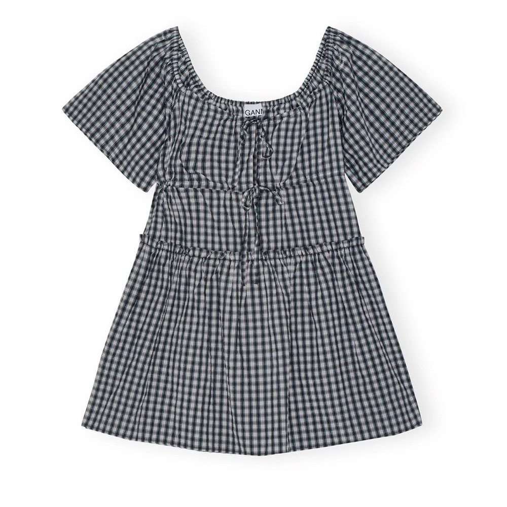 Ganni Seersucker Check Mini Layer Dress